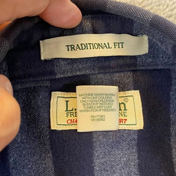 L.L. Bean Men's Heavy Shirt Size XXL Tall Traditional Long Sleeve Button Up Navy - Picture 6 of 12